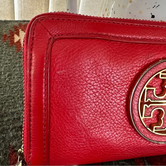 Tory Burch Amanda Red Leather Zip Continental Wallet $275 - Picture 5 of 12